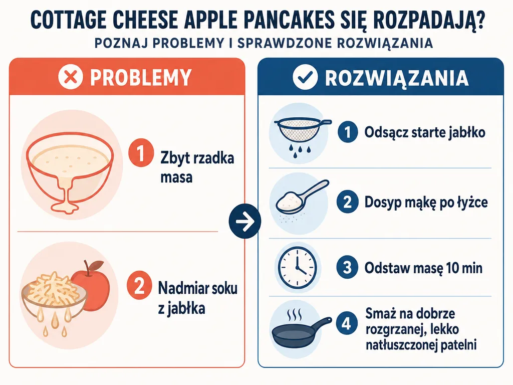 Infografika: najczęstsze przyczyny rozpadania się placków z serka i sposoby na ich uniknięcie