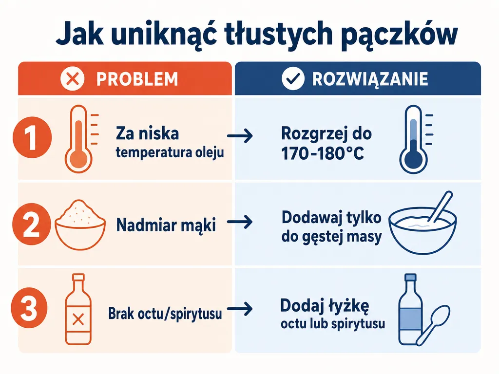 Infografika z trzema sposobami na to, by mini pączki nie chłonęły oleju