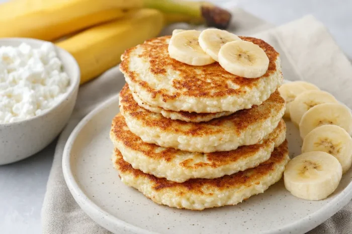Fit placuszki z serka wiejskiego i banana – przepis