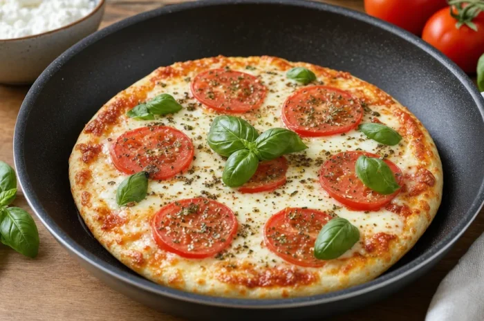 Pizza z serka wiejskiego z patelni – szybki przepis