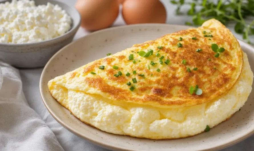 Puszysty omlet z serka wiejskiego - szybkie śniadanie