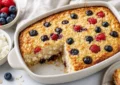 Pieczona owsianka z serkiem wiejskim z piekarnika